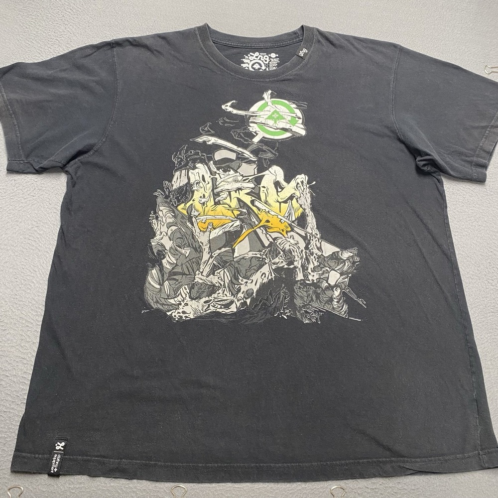 LRG Shirt Mens 3XL Black Abstract Graphic Tee 100% Cotton Tagless Streetwear